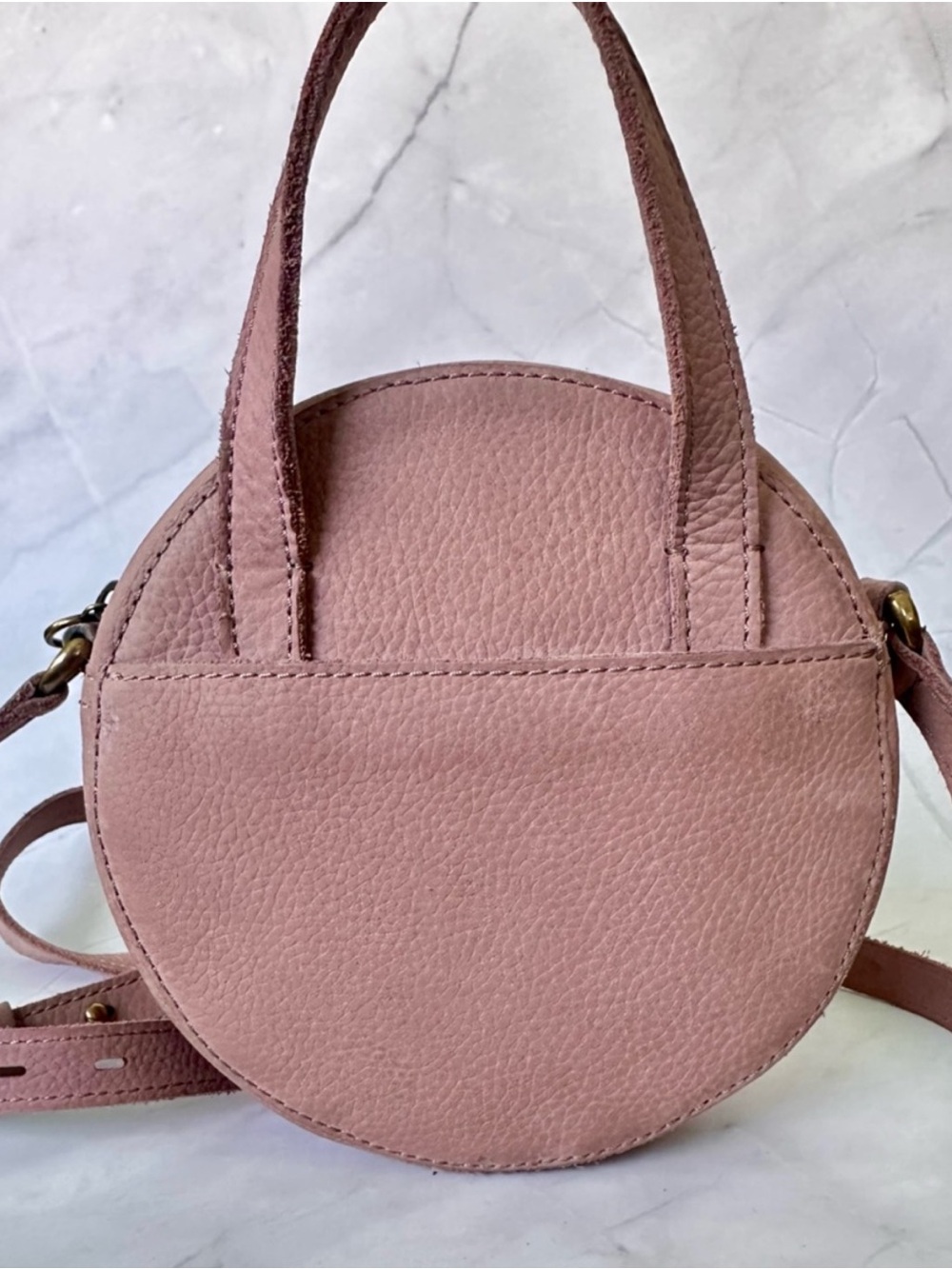 Madewell Dusty Rose Leather Circle Crossbody Tote Bag